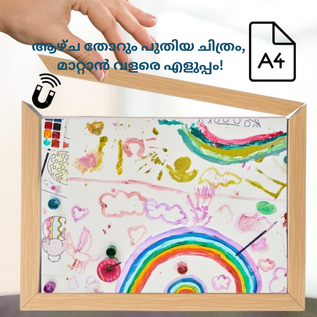 A4 Magnetic Lock Art Frame - Reusable Photo & Drawing Holder