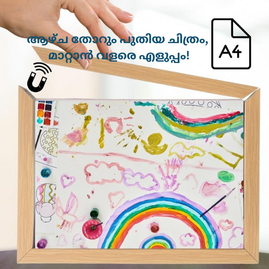 A4 Magnetic Lock Art Frame - Reusable Photo & Drawing Holder
